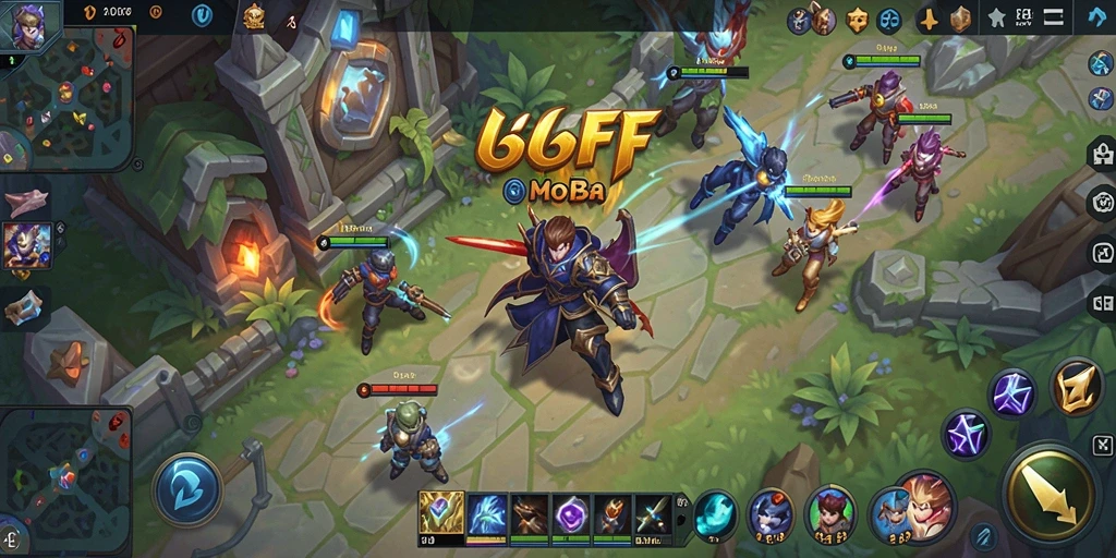 Screenshot gameplay 666FF menampilkan pertarungan seru antar karakter MOBA.