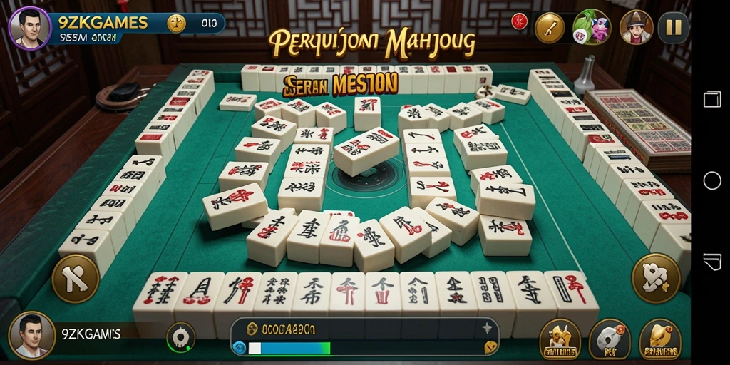 Tangkapan layar game Mahjong 9ZKGAMES yang seru dan menantang.