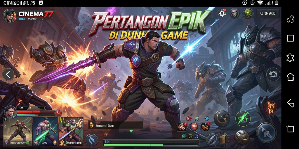 Screenshot menunjukkan aksi pertarungan mendebarkan di CINEMA77.