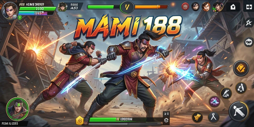 Screenshot MAMI188 menampilkan pertempuran epik antara karakter yang kuat.