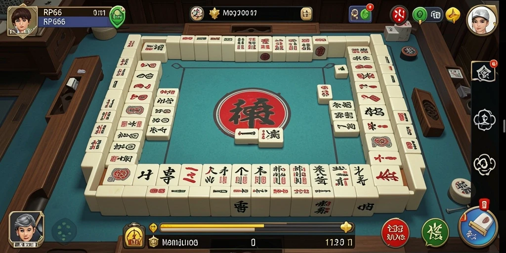 Tampilan gameplay <strong>RP66</strong> dengan ubin Mahjong yang menarik.