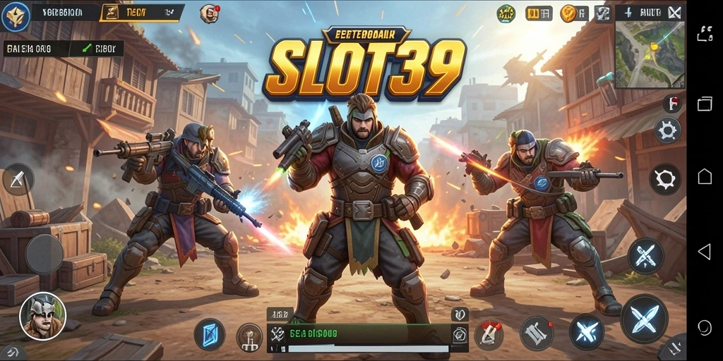 Tangkapan layar utama SLOT39 menampilkan aksi pertempuran seru.