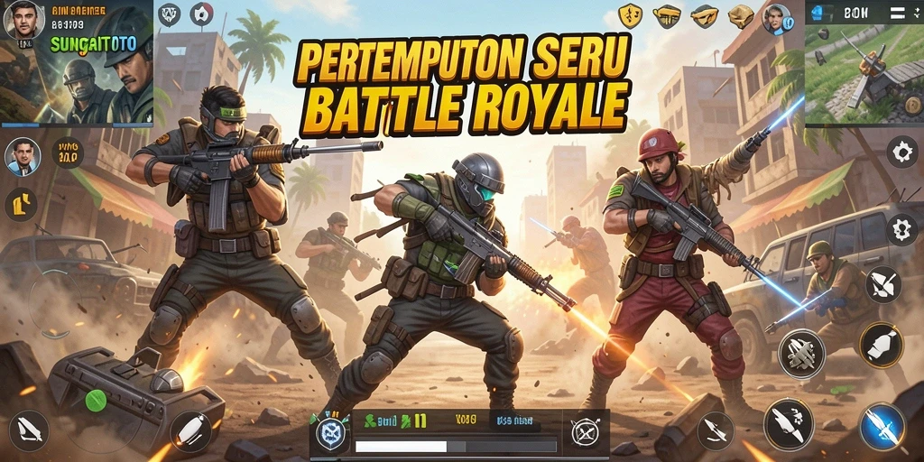 Tangkapan layar dari gameplay seru SUNGAITOTO di medan perang Battle Royale.